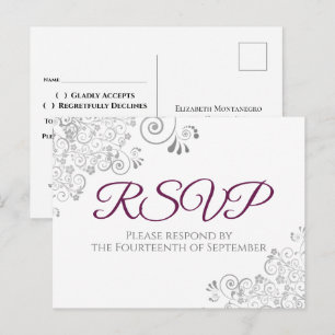 Postal Volantes de plata Simple Elegante Cassis RSVP de b