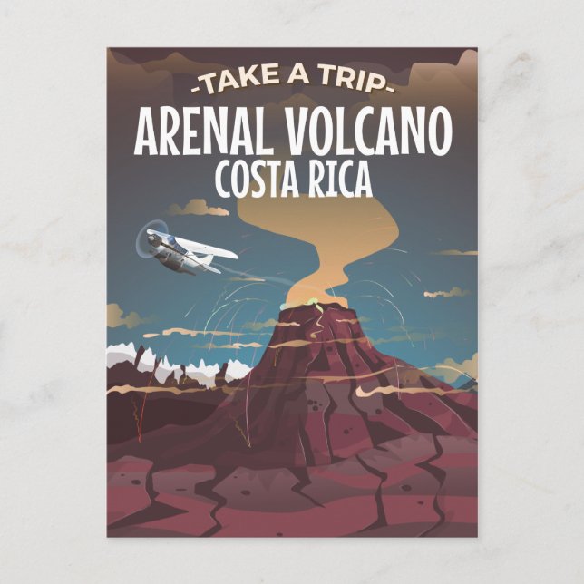 Postal Volcán Arenal personalizado vintage de Costa Rica (Anverso)