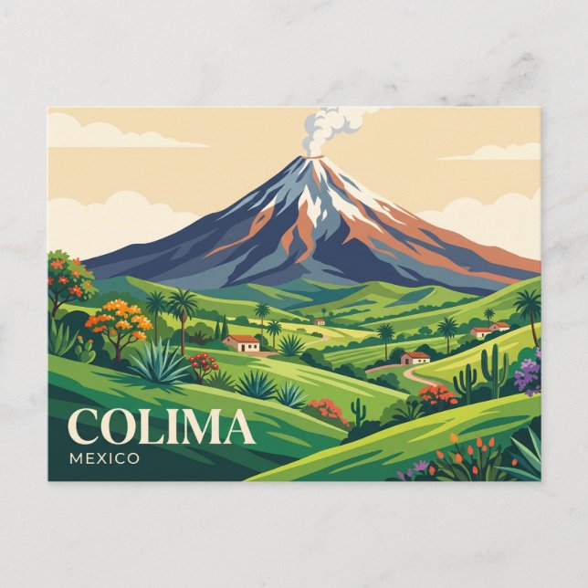 Postal Volcán de Colima México (Anverso)