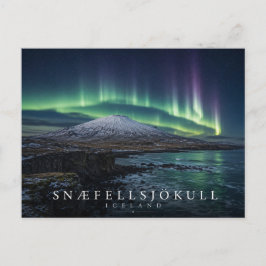 Postal Volcán Glaciar Snæfellsjökull Islandia Aurora