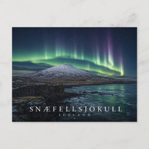 Postal Volcán Glaciar Snæfellsjökull Islandia Aurora