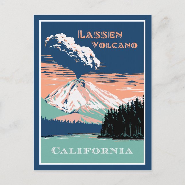 Postal Volcán Lassen California (Anverso)