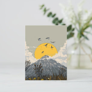 Postal Volcán Montaña Wildflower