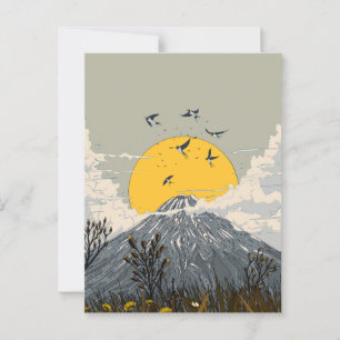 Postal Volcán Montaña Wildflower