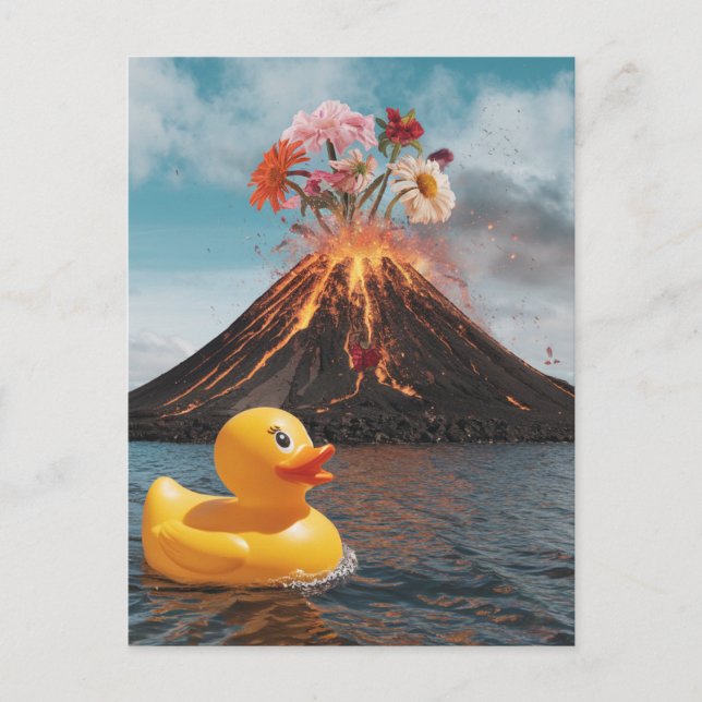 Postal Volcán surrealista: Pato de goma (Anverso)