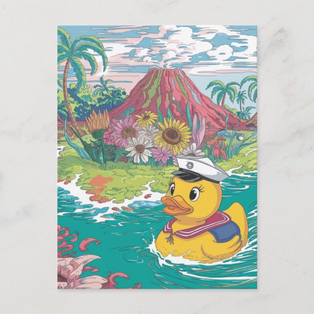 Postal Volcán tropical del pato de caucho (Anverso)