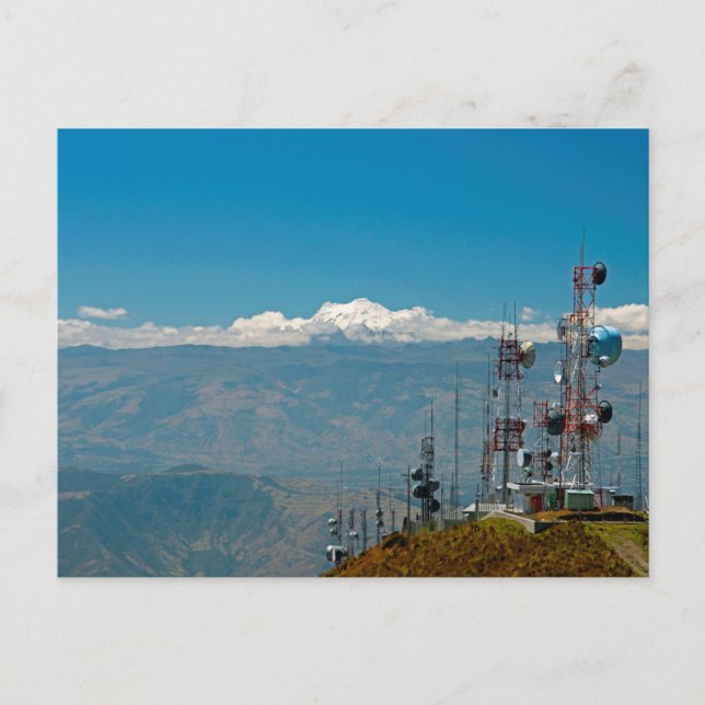 Postal Volcán y mástiles Antisana, Quito, Ecuador (Anverso)