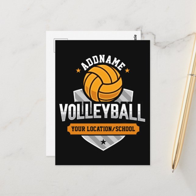 Postal Voleibol ADD TEXTO Escuela Varsity Team Player (Anverso/Reverso In Situ)