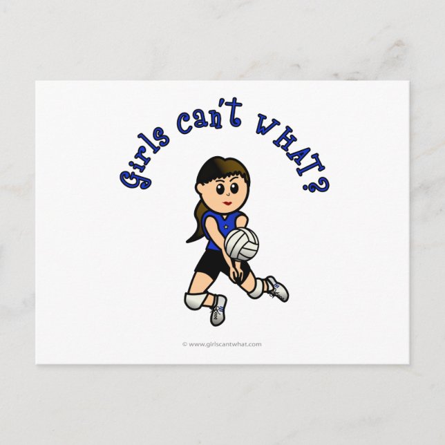 Postal Voleibol Chicas claro con uniforme azul (Anverso)