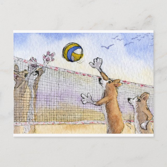 Postal Voleibol de playa Corgi (Anverso)