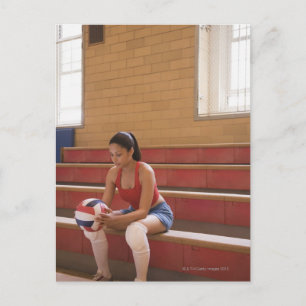 Postal Voleibolista con voleibol