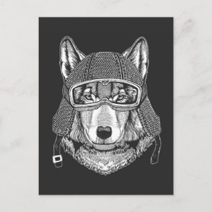 Postal Volf Dog Motorcycle Rider