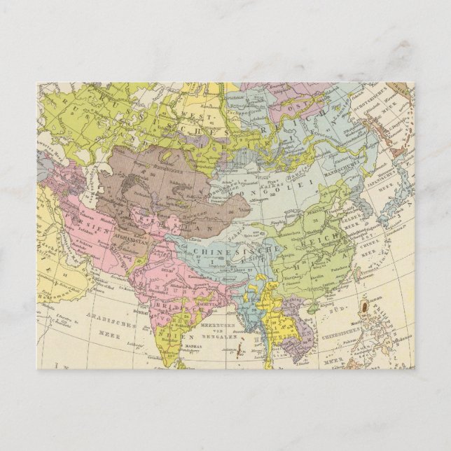 Postal Volkerkarte von Asien - Mapa de Asia (Anverso)