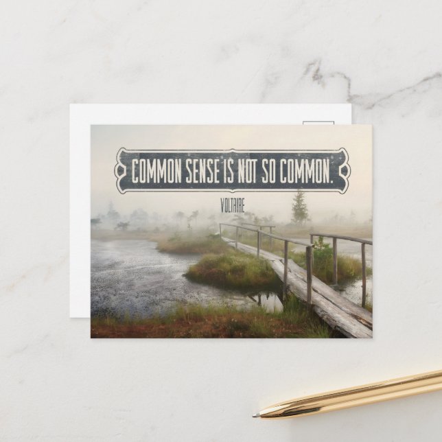 Postal Voltaire Inspiradora cita "sentido común" (Anverso/Reverso In Situ)