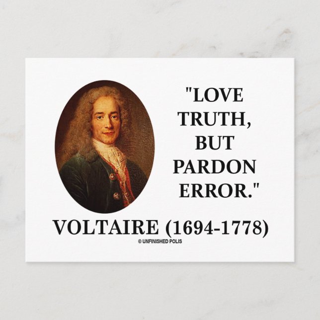 Postal Voltaire Love Truth Pero Perdone Error Cita (Anverso)