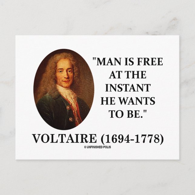 Postal Voltaire Man Está Libre En El Momento En Que Quier (Anverso)
