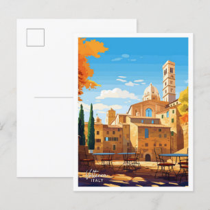 Postal Volterra Italia ilustracion de Viaje de Arte