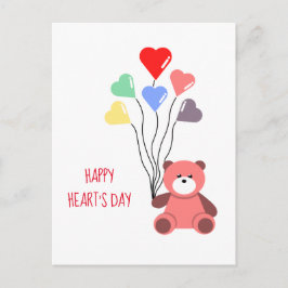 POSTAL VOLUNTAD DE CORAZONES Y OSO DE MADERA