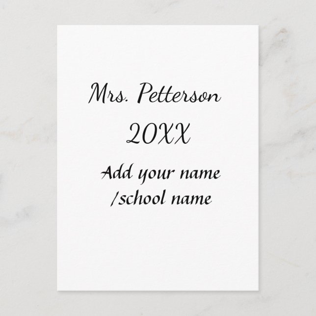 Postal Volver a la escuela agregar el nombre del profesor (Anverso)