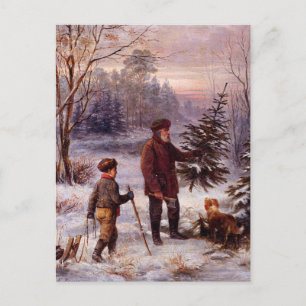 Postal Vorweihnacht Franz Krüger Árbol de Navidad Nieve