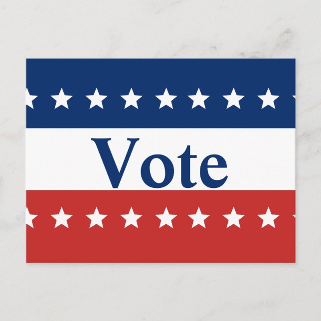 Postal Vota blanco rojo y azul con estrellas (Anverso)