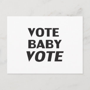 Postal "Vota por el voto del bebé" blanco negro
