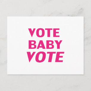 Postal "Vota por el voto del bebé" rosa caliente, magenta
