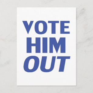 Postal Vota por la tipografía moderna blanca y azul