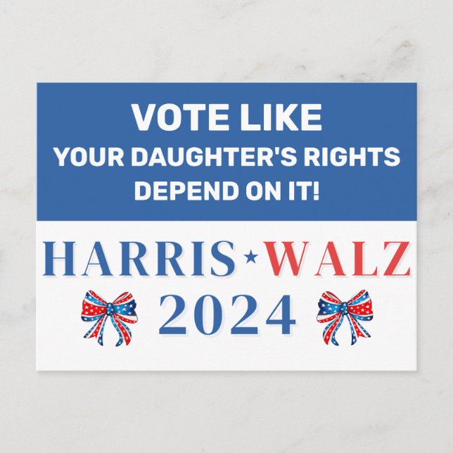 Postal Vota por los derechos de tu hija Harris Walz 2024