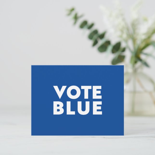 Postal Votación Azul moderno negrita tipografía azul blan (Anverso de pie)