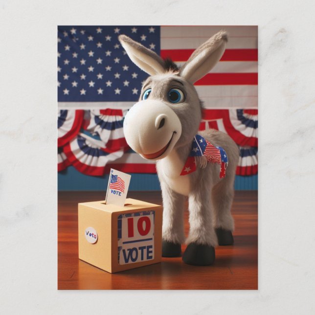 Postal Votación de burro super adorable (Anverso)
