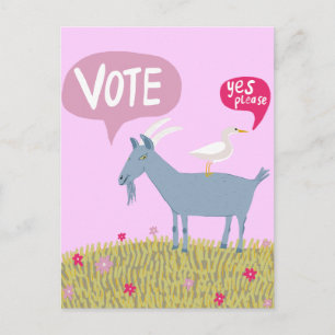 Postal VOTACIÓN EN GOAT 2024 Elecciones de color rosado