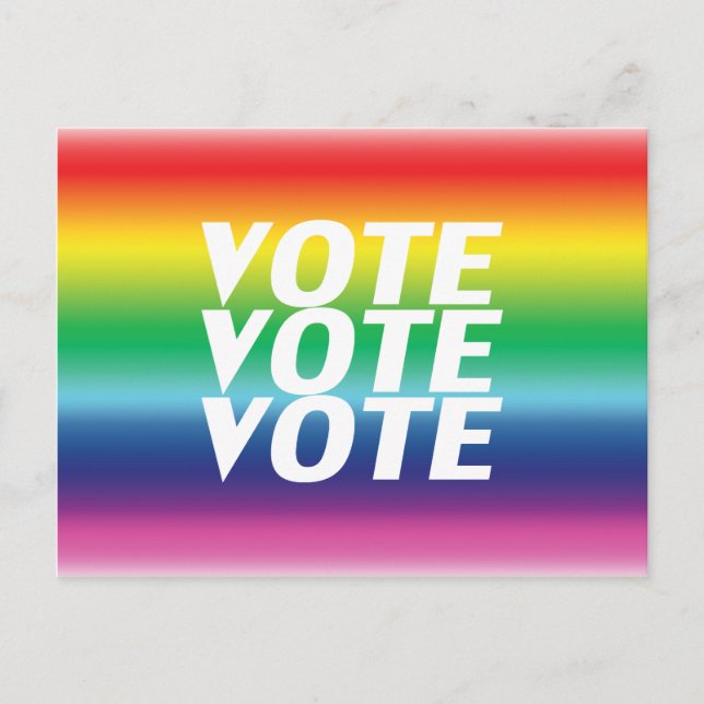 Postal "Votación voto" Orgullo lgbtq lgbt bandera arcoíri (Anverso)