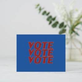 Postal Votación voto tipografía moderna azul y roja