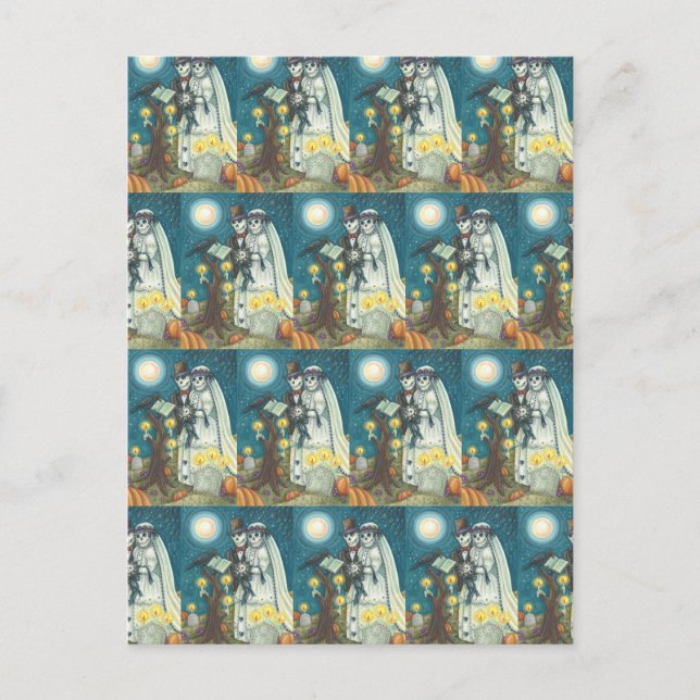 POSTAL VOTACIONES DE CEMETERÍA, BODA DE ESKELETON, PUENTE (Anverso)