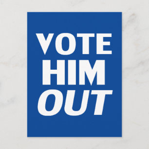 Postal Votálo azul y blanco tipografía moderna