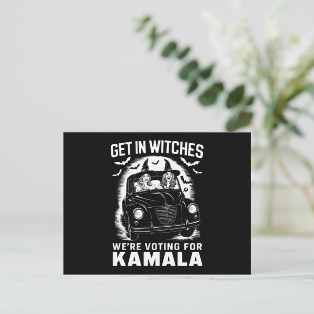 Postal Votamos por Kamala Halloween (Anverso de pie)