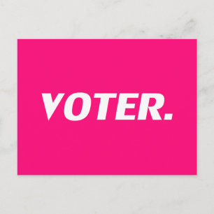 Postal "Votante" rosa caliente, magenta, fucsia, blanco
