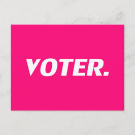 Postal "Votante" rosa caliente, magenta, fucsia, blanco