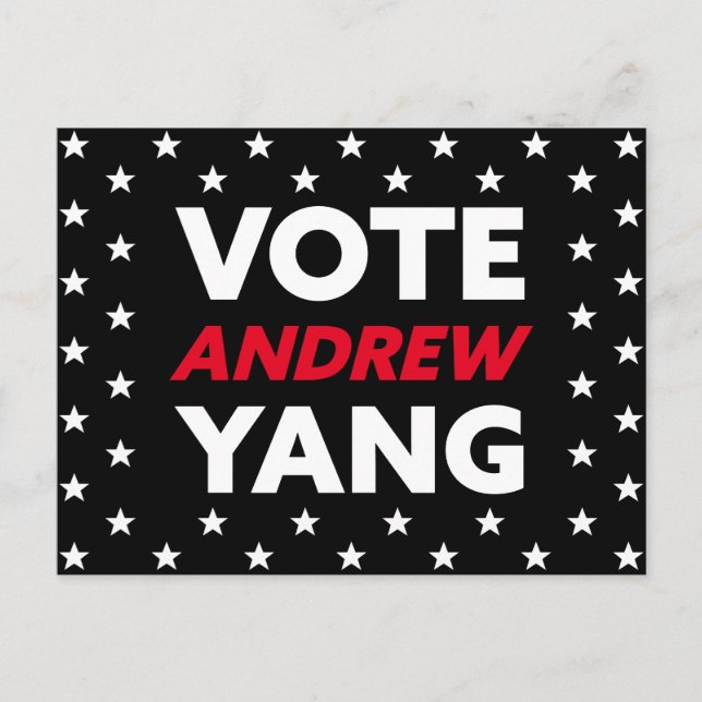 Postal Votar a Andrew Yang alcalde de Nueva York negro (Anverso)