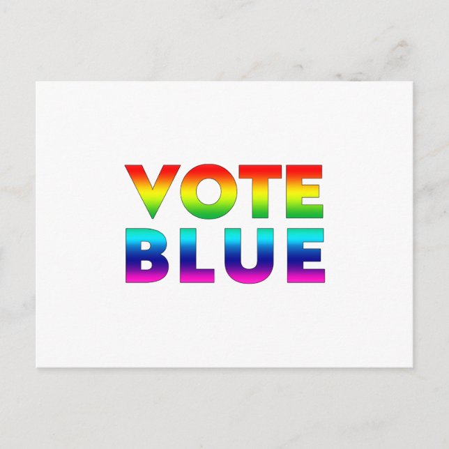 Postal "votar azul" orgullo lgbtq lgbt colores arcoíris,  (Anverso)
