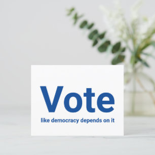 Postal Votar como la democracia depende del azul y el bla