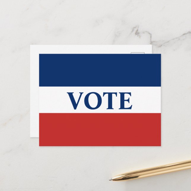 Postal VOTAR franjas rojas blanca y azul (Anverso/Reverso In Situ)