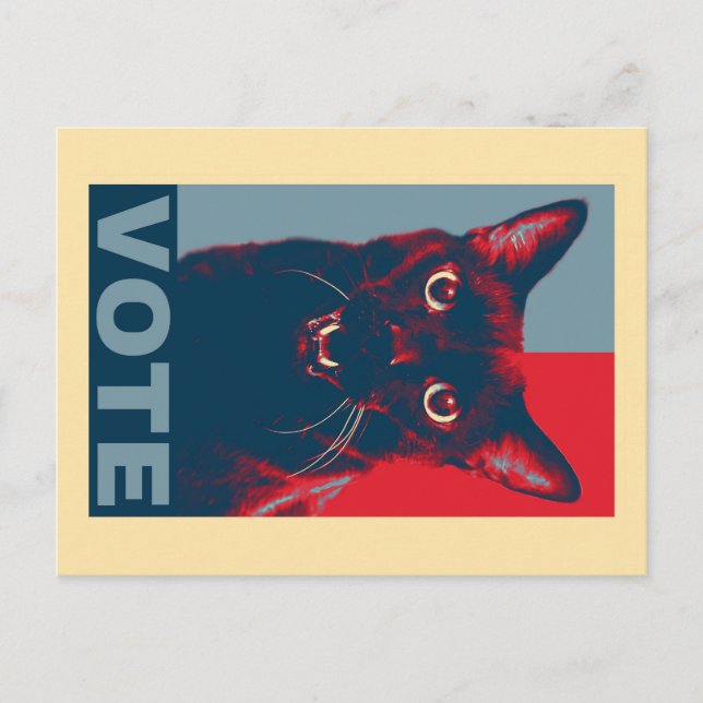Postal VOTE con gato de Halloween de Manny (Anverso)