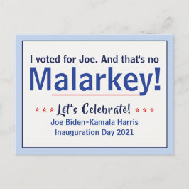Postal Voté por Joe que no es Malarkey Pro-Biden