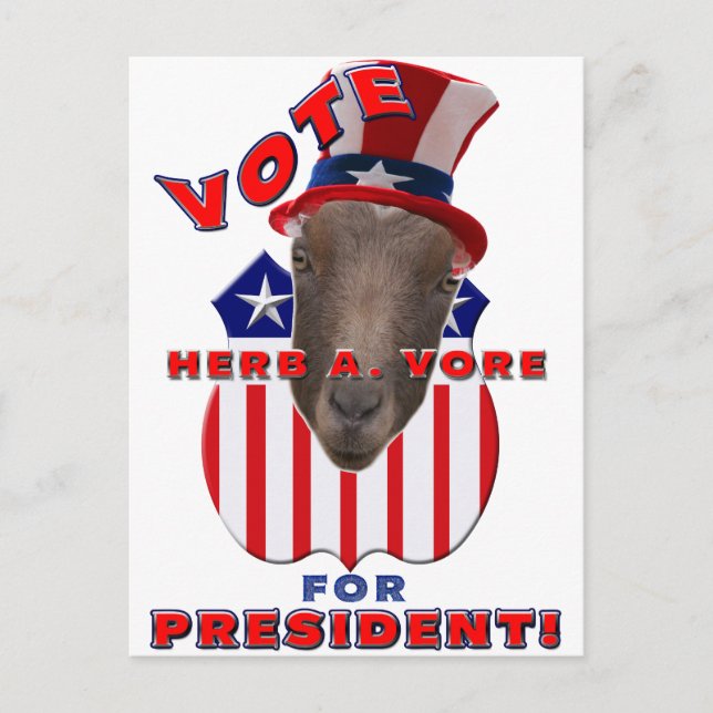 POSTAL ¡VOTEN A HERB A VORE PARA EL PRESIDENTE! GOAT (Anverso)