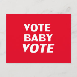 Postal Voto Baby Vote tipografía moderna en rojo y blanco