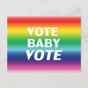 Postal "voto bebé voto" orgullo lgbtq lgbt colores del ar
