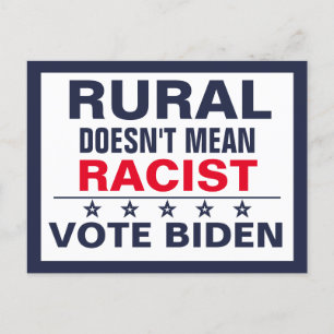 Postal Voto contra el racismo en zonas rurales pro-Biden 