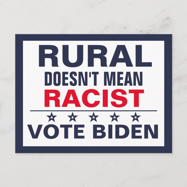 Postal Voto contra el racismo en zonas rurales pro-Biden  (Anverso)